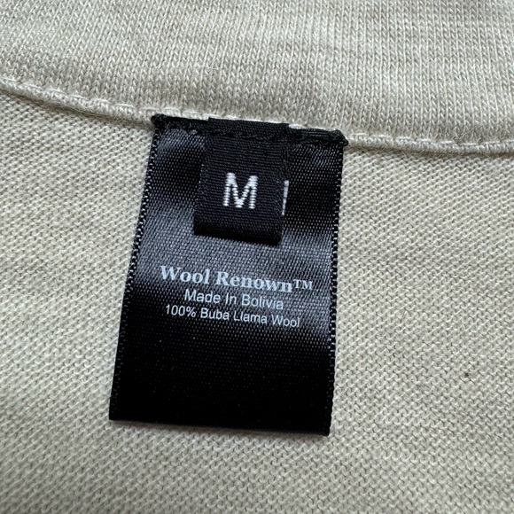 Wool Renown Men’s Llama Ivory Cream Mock Neck 1/4 Zip Up Sweater M - Picture 6 of 6